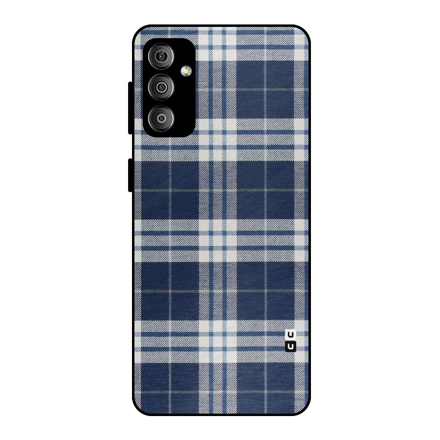 Blue White Check Metal Back Case for Galaxy F23