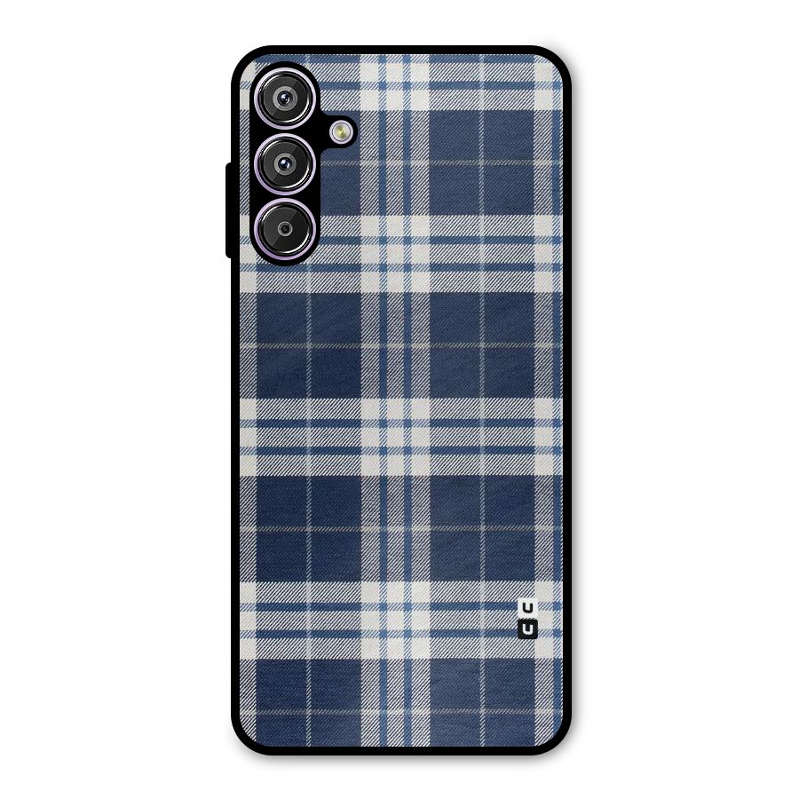 Blue White Check Metal Back Case for Galaxy M15