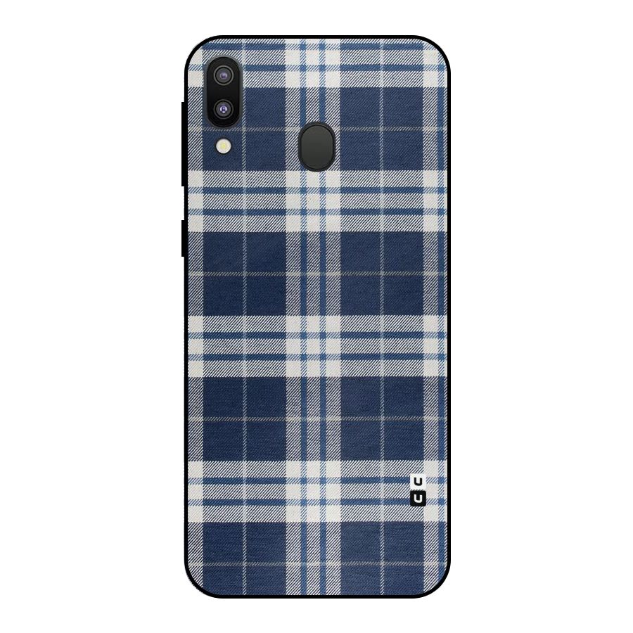 Blue White Check Metal Back Case for Galaxy M20