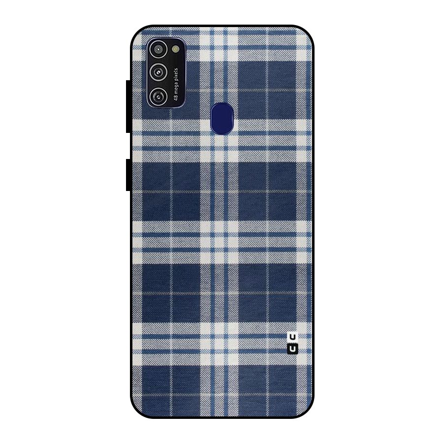 Blue White Check Metal Back Case for Galaxy M30s