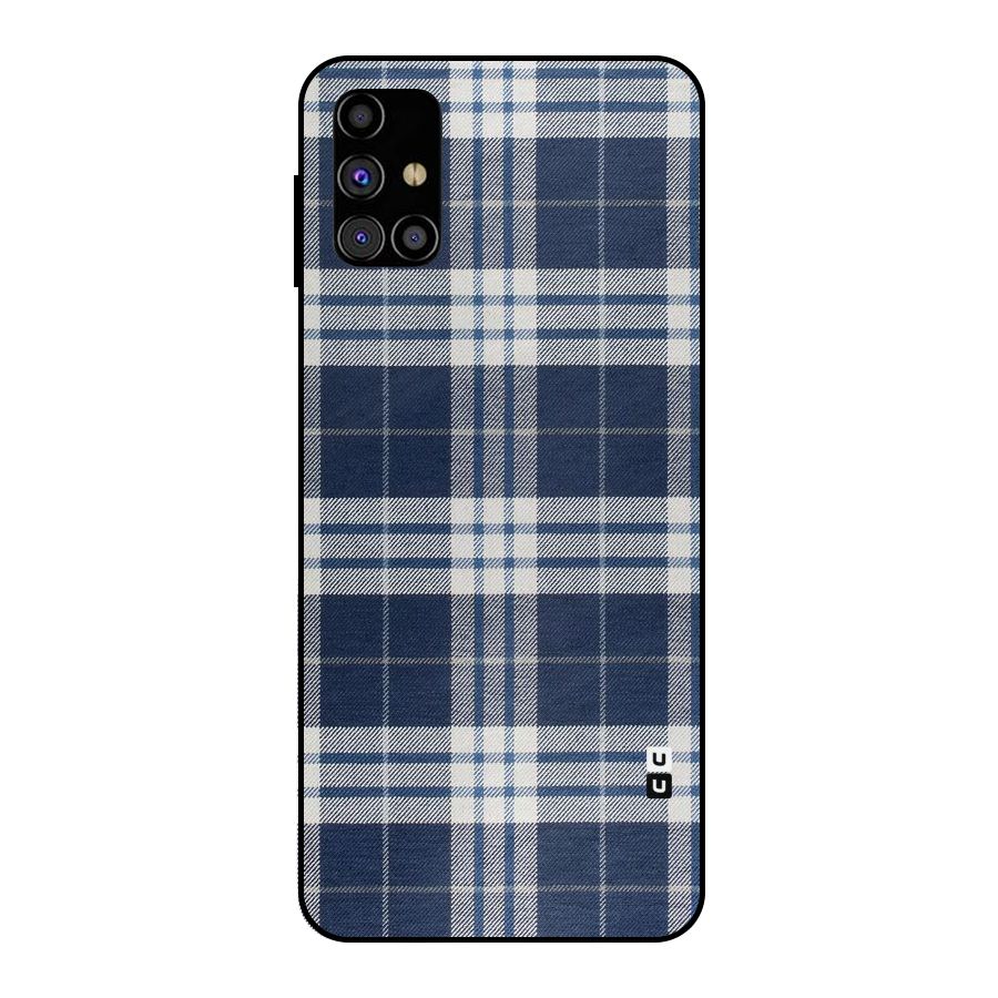 Blue White Check Metal Back Case for Galaxy M31s