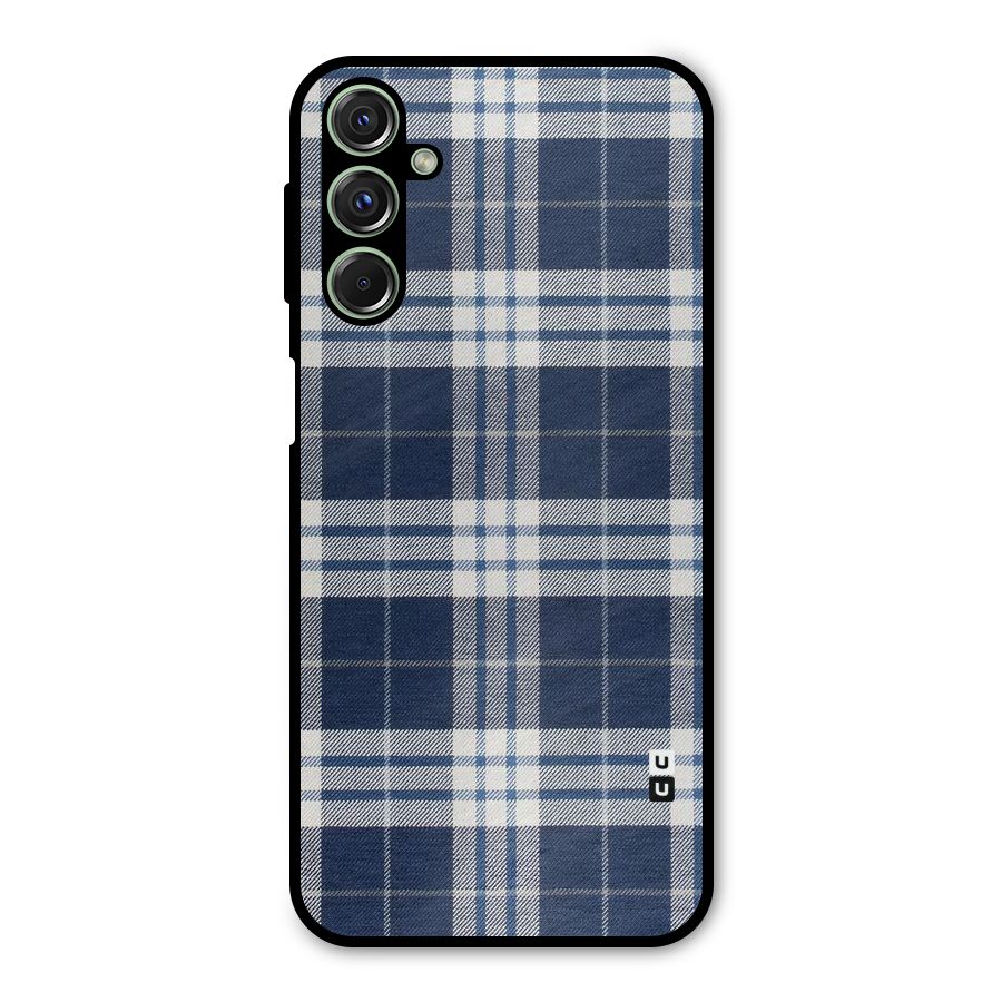 Blue White Check Metal Back Case for Galaxy M34