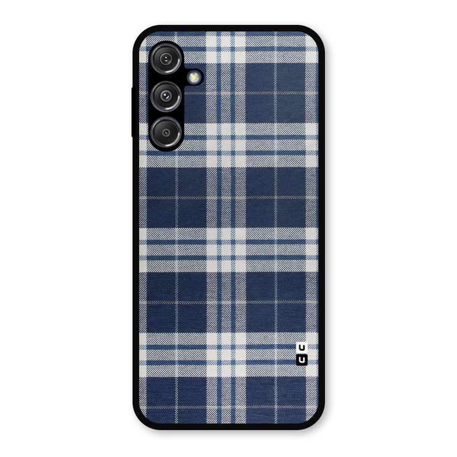 Blue White Check Metal Back Case for Galaxy M34 5G