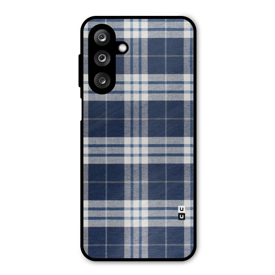 Blue White Check Metal Back Case for Galaxy M36