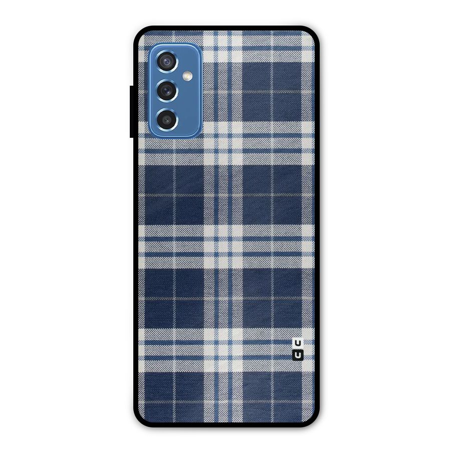 Blue White Check Metal Back Case for Galaxy M52 5G