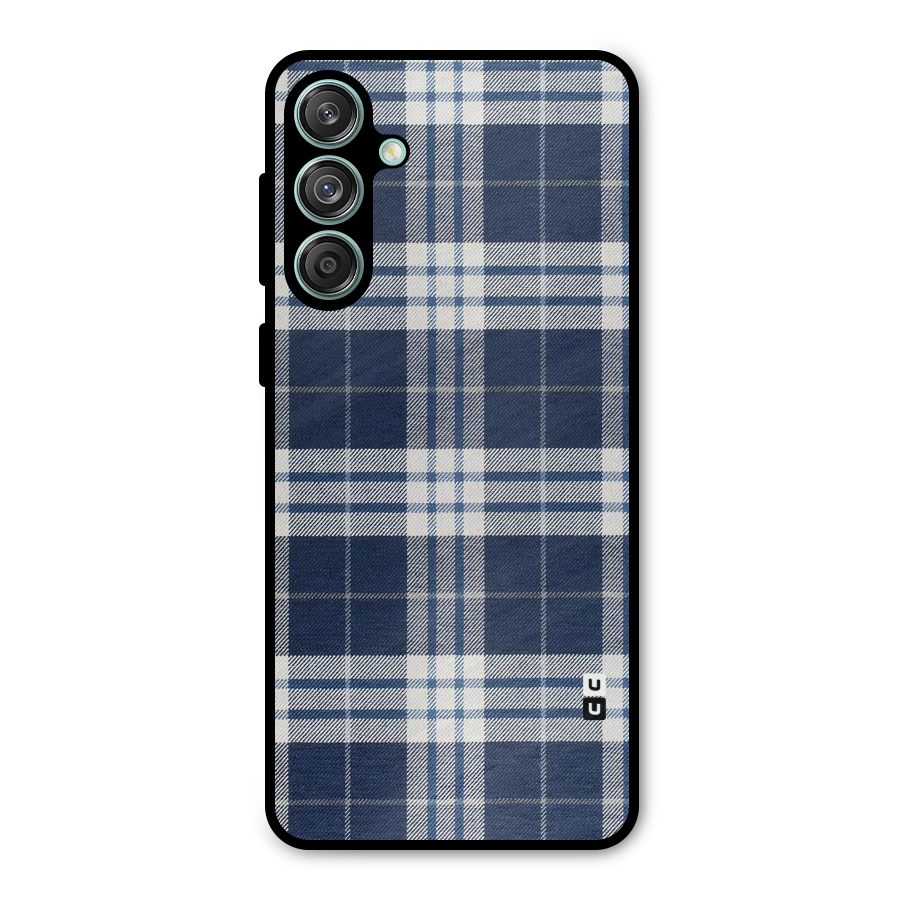 Blue White Check Metal Back Case for Galaxy M55 5G