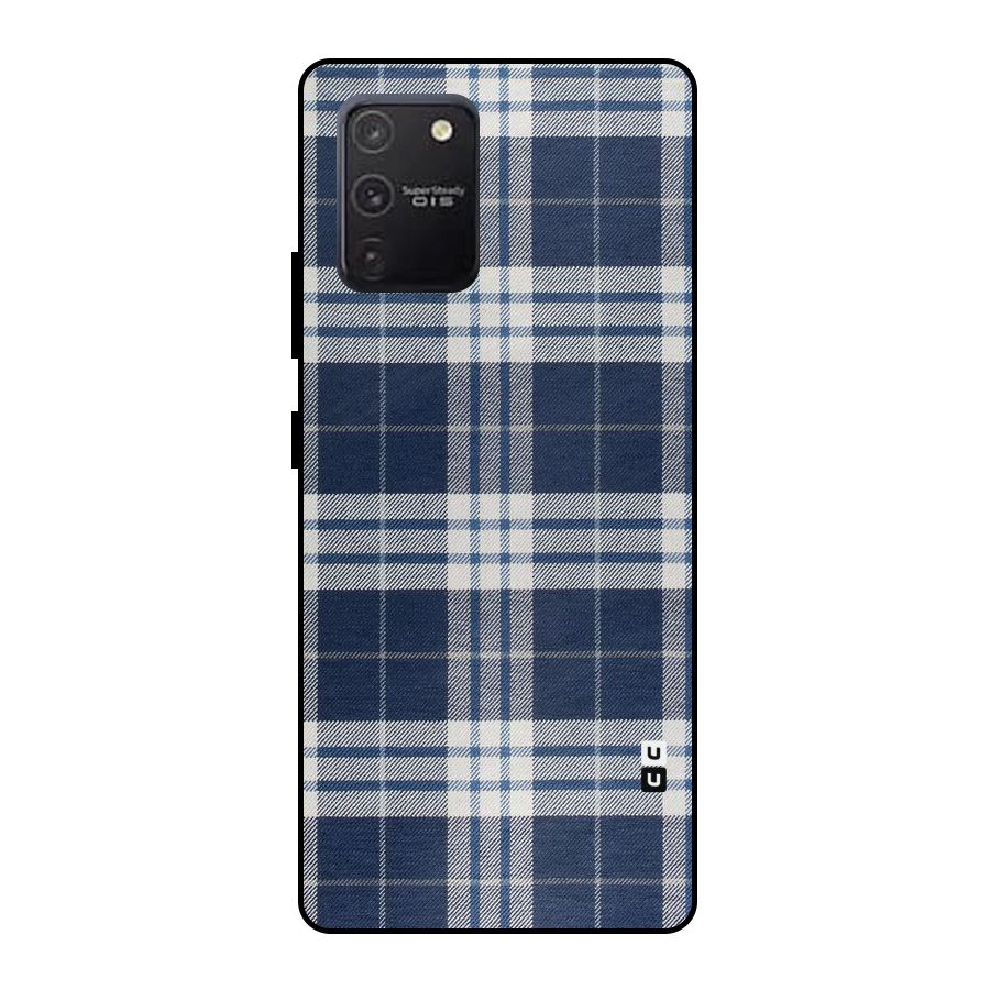 Blue White Check Metal Back Case for Galaxy S10 Lite