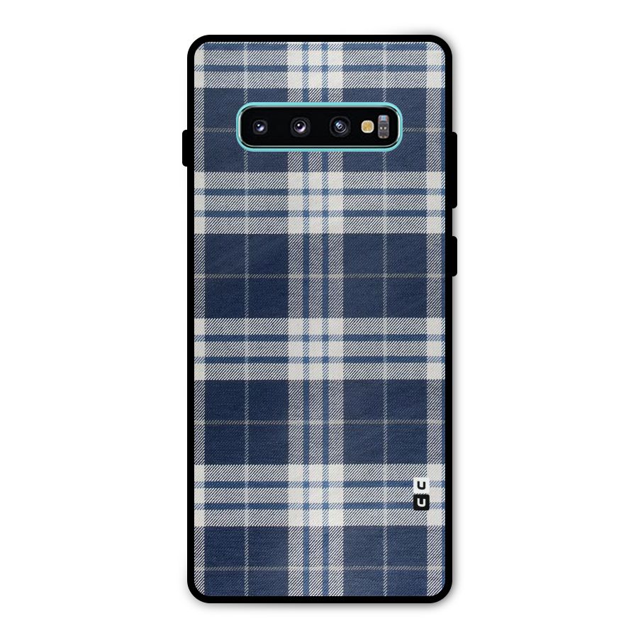 Blue White Check Metal Back Case for Galaxy S10 Plus