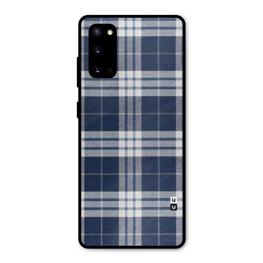 Blue White Check Metal Back Case for Galaxy S20