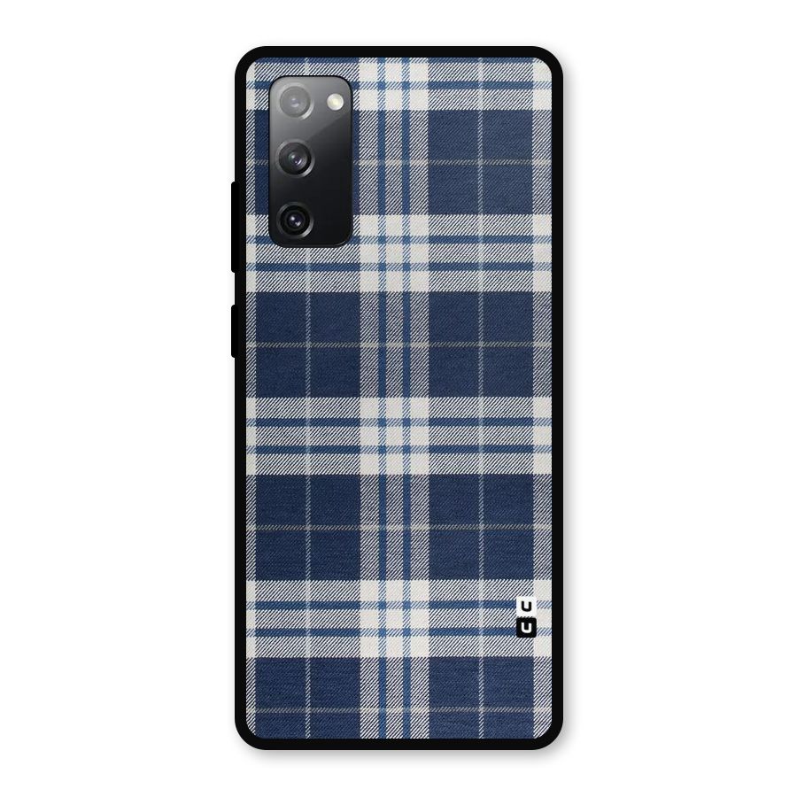 Blue White Check Metal Back Case for Galaxy S20 FE