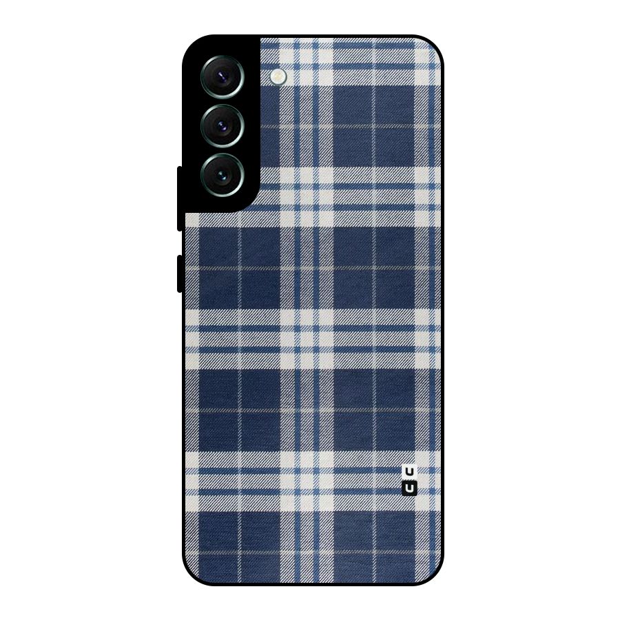 Blue White Check Metal Back Case for Galaxy S22 Plus 5G