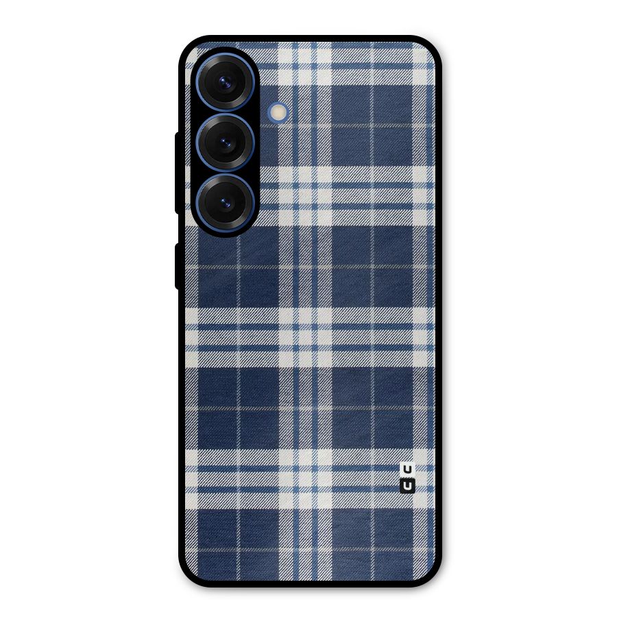 Blue White Check Metal Back Case for Galaxy S25