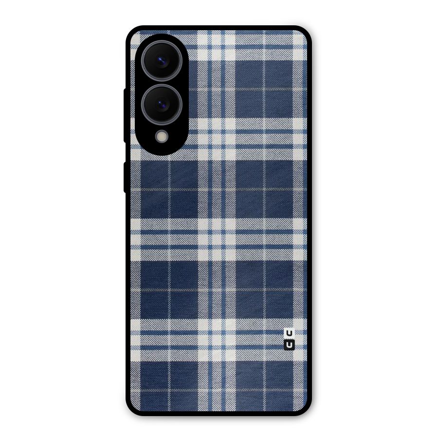 Blue White Check Metal Back Case for Galaxy S25 Edge