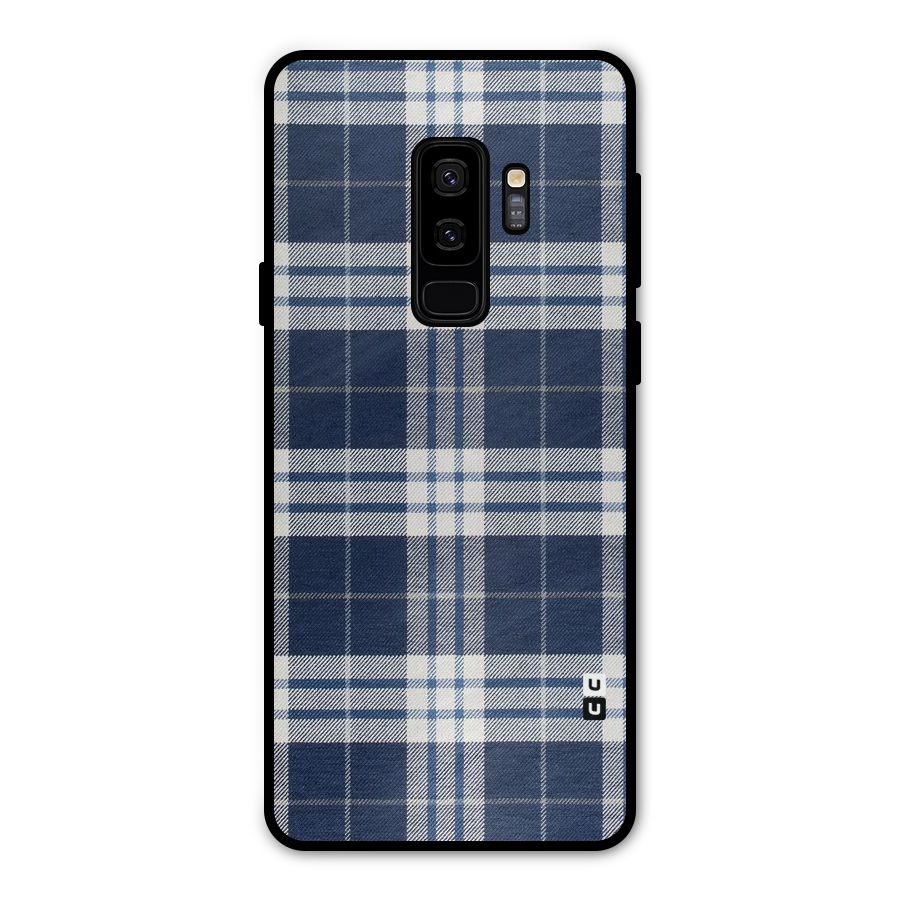 Blue White Check Metal Back Case for Galaxy S9 Plus