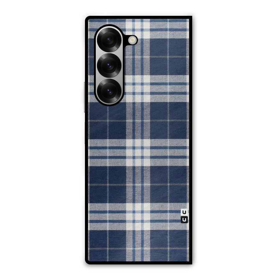Blue White Check Metal Back Case for Galaxy Z Fold6