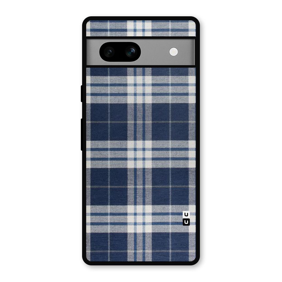 Blue White Check Metal Back Case for Google Pixel 7a