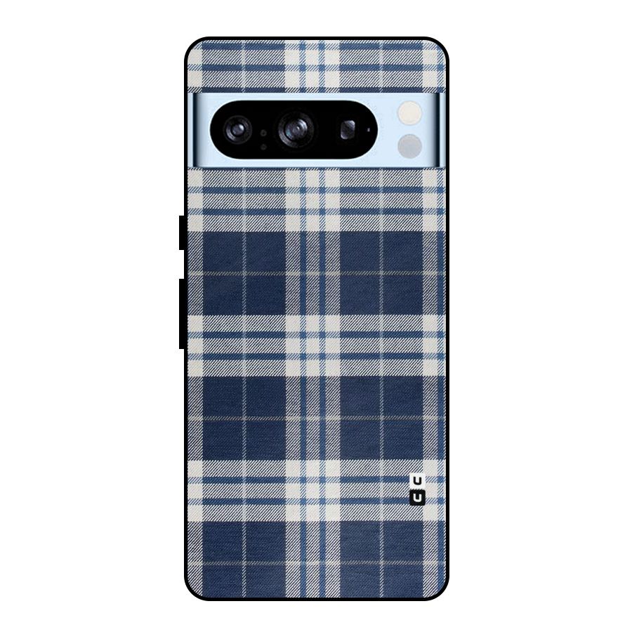 Blue White Check Metal Back Case for Google Pixel 8 Pro