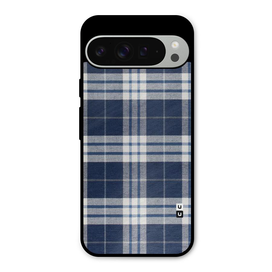 Blue White Check Metal Back Case for Google Pixel 9 Pro XL