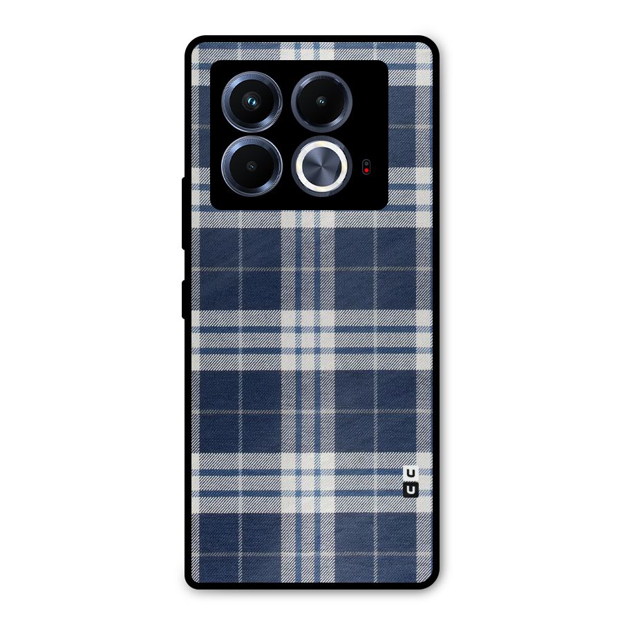 Blue White Check Metal Back Case for Infinix Note 40 5G