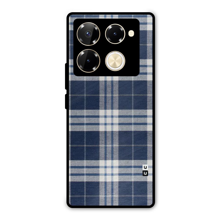 Blue White Check Metal Back Case for Infinix Note 40 Pro Plus