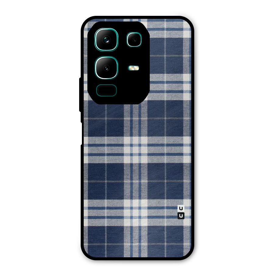 Blue White Check Metal Back Case for Infinix Note 50x