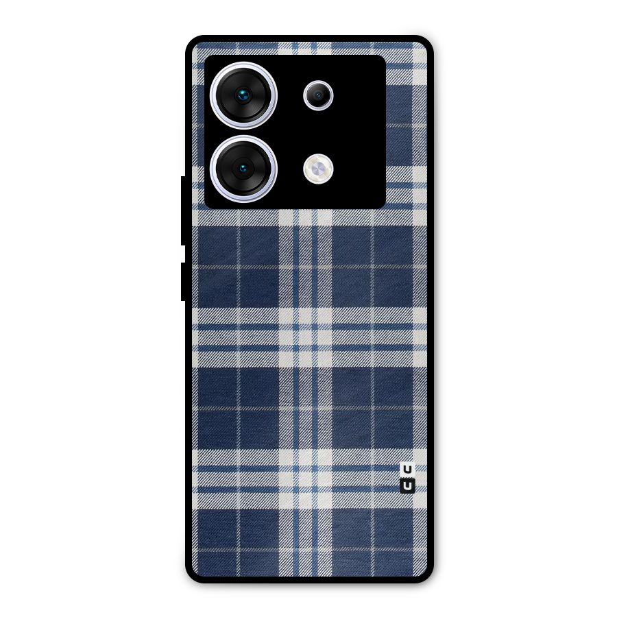 Blue White Check Metal Back Case for Infinix Zero 30 5G