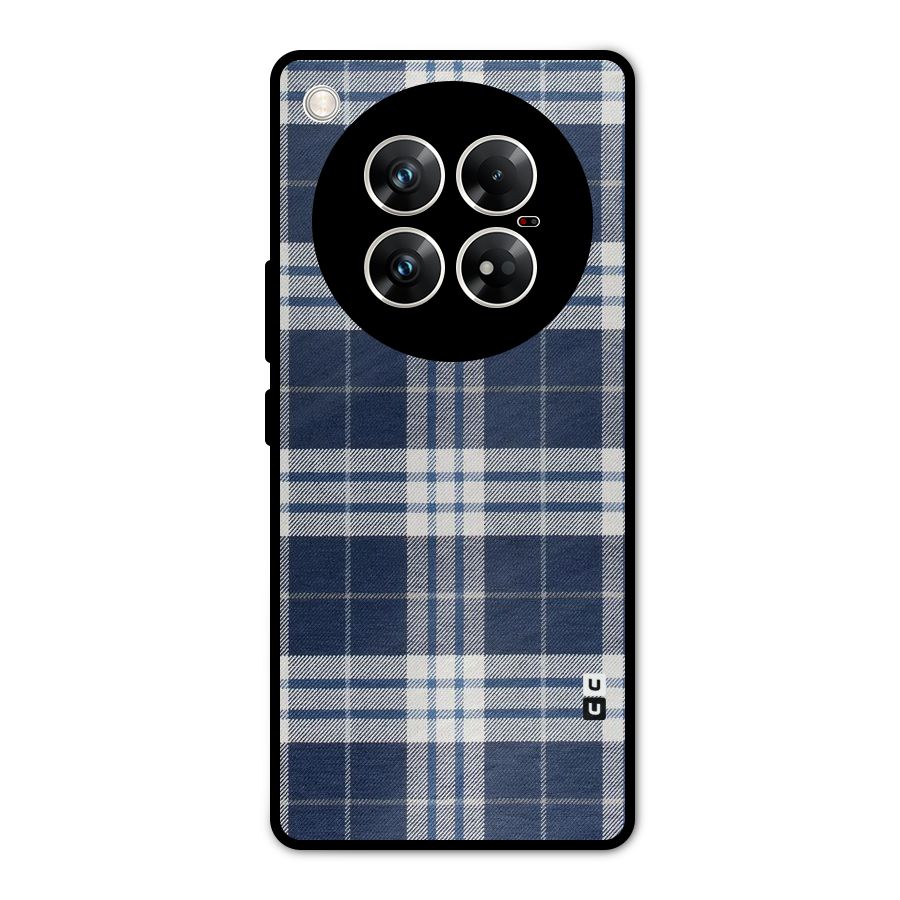 Blue White Check Metal Back Case for Infinix Zero 40 5G