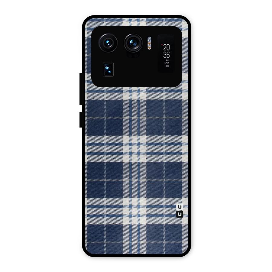 Blue White Check Metal Back Case for Mi 11 Ultra