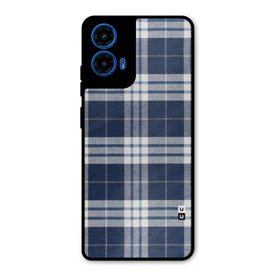 Blue White Check Metal Back Case for Moto G45