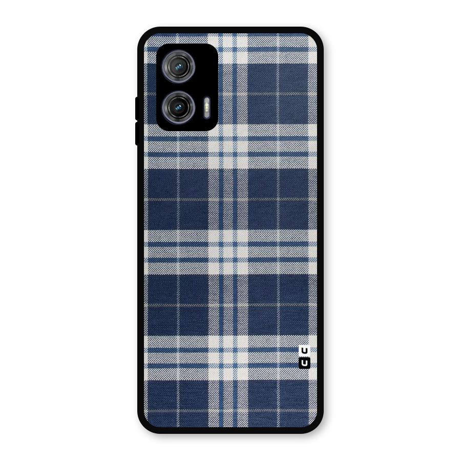 Blue White Check Metal Back Case for Moto G73