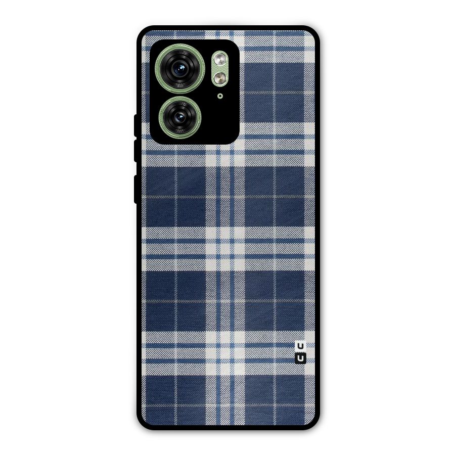 Blue White Check Metal Back Case for Motorola Edge 40 5G