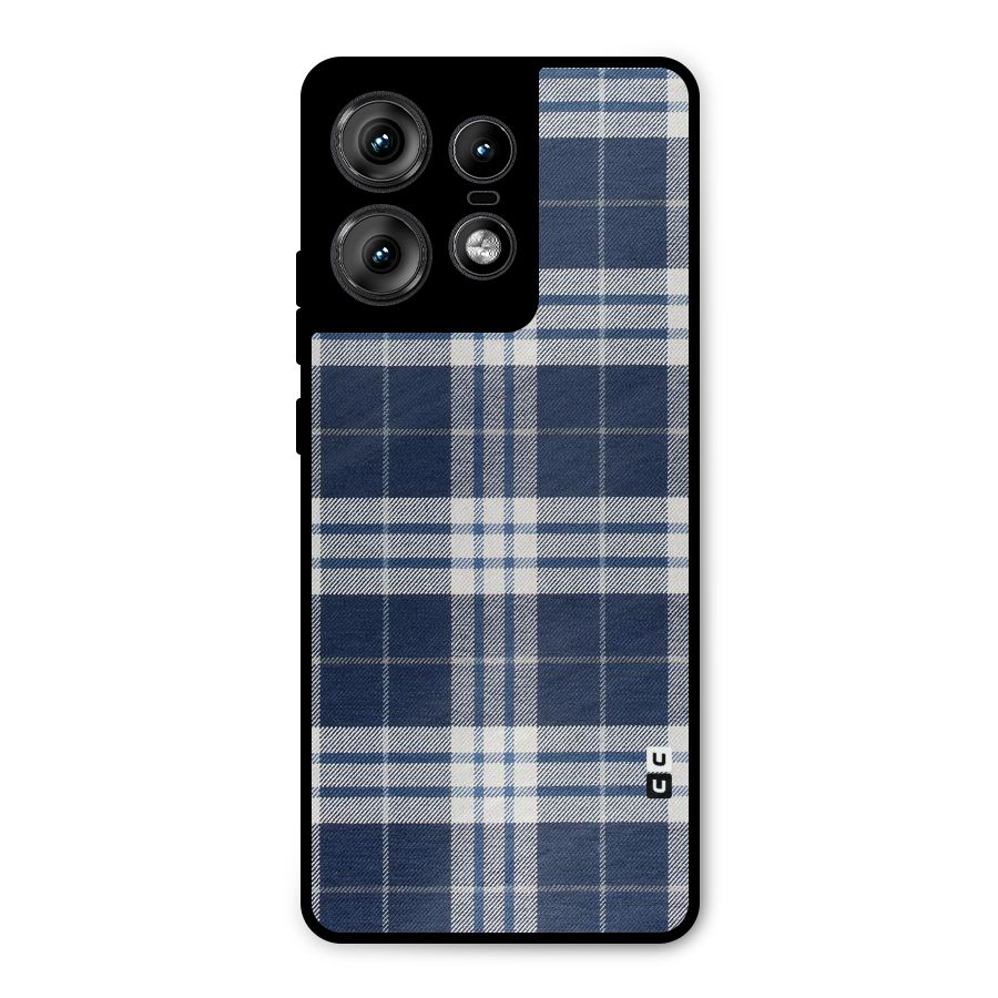 Blue White Check Metal Back Case for Motorola Edge 50 Pro