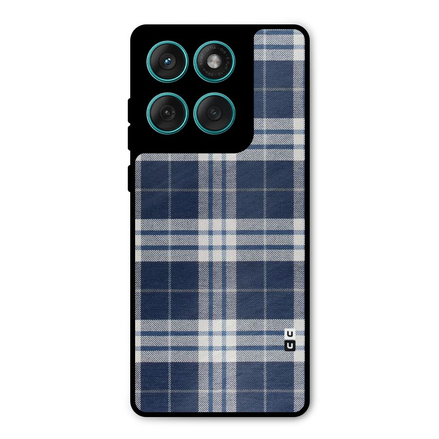 Blue White Check Metal Back Case for Motorola Edge 60