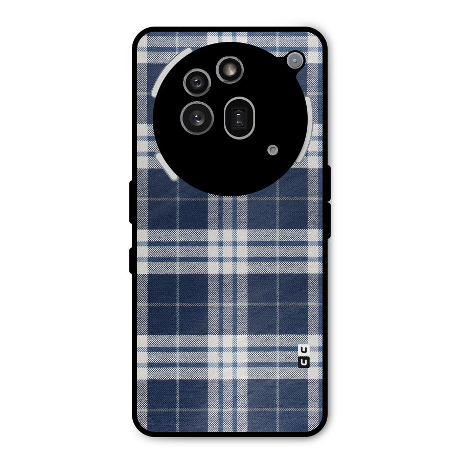 Blue White Check Metal Back Case for Nothing Phone 3a Pro
