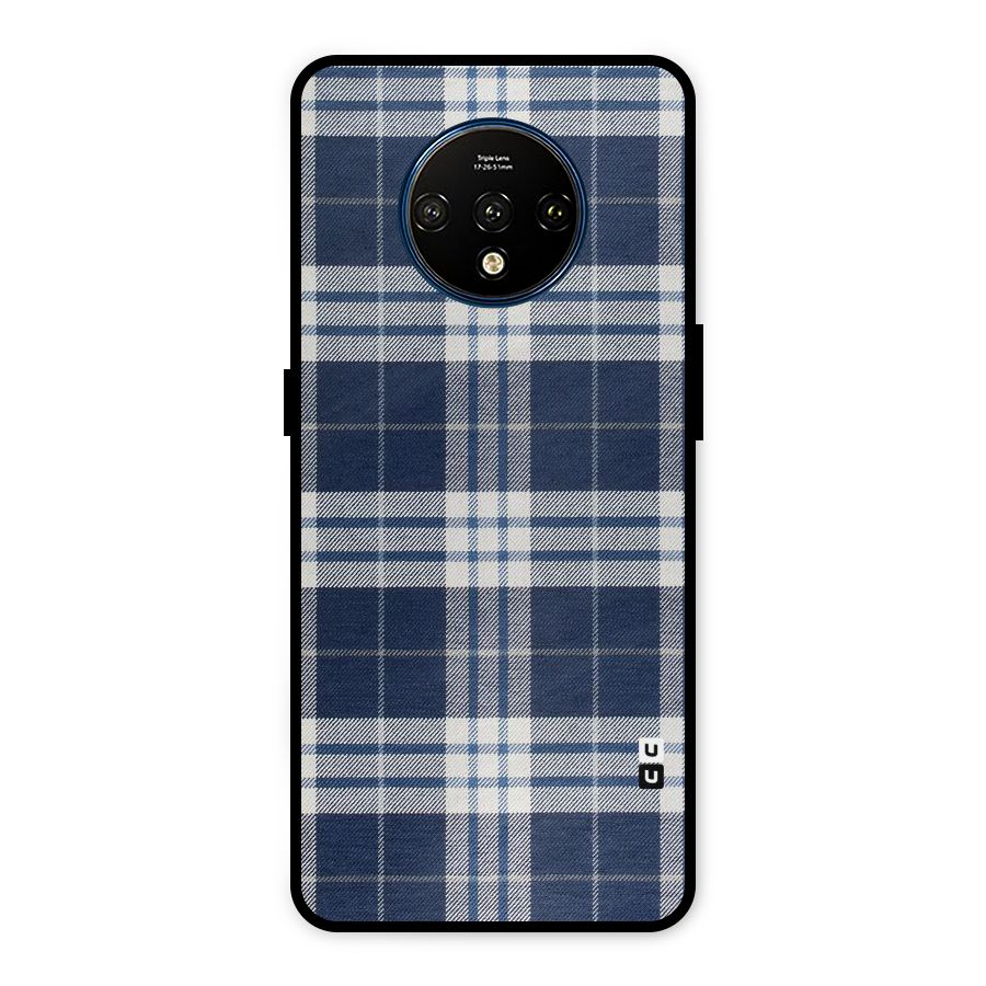 Blue White Check Metal Back Case for OnePlus 7T
