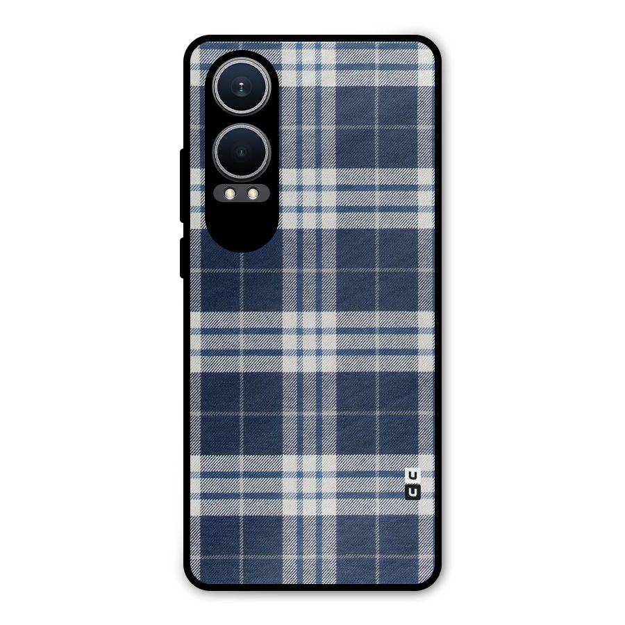 Blue White Check Metal Back Case for OnePlus Nord CE4 Lite