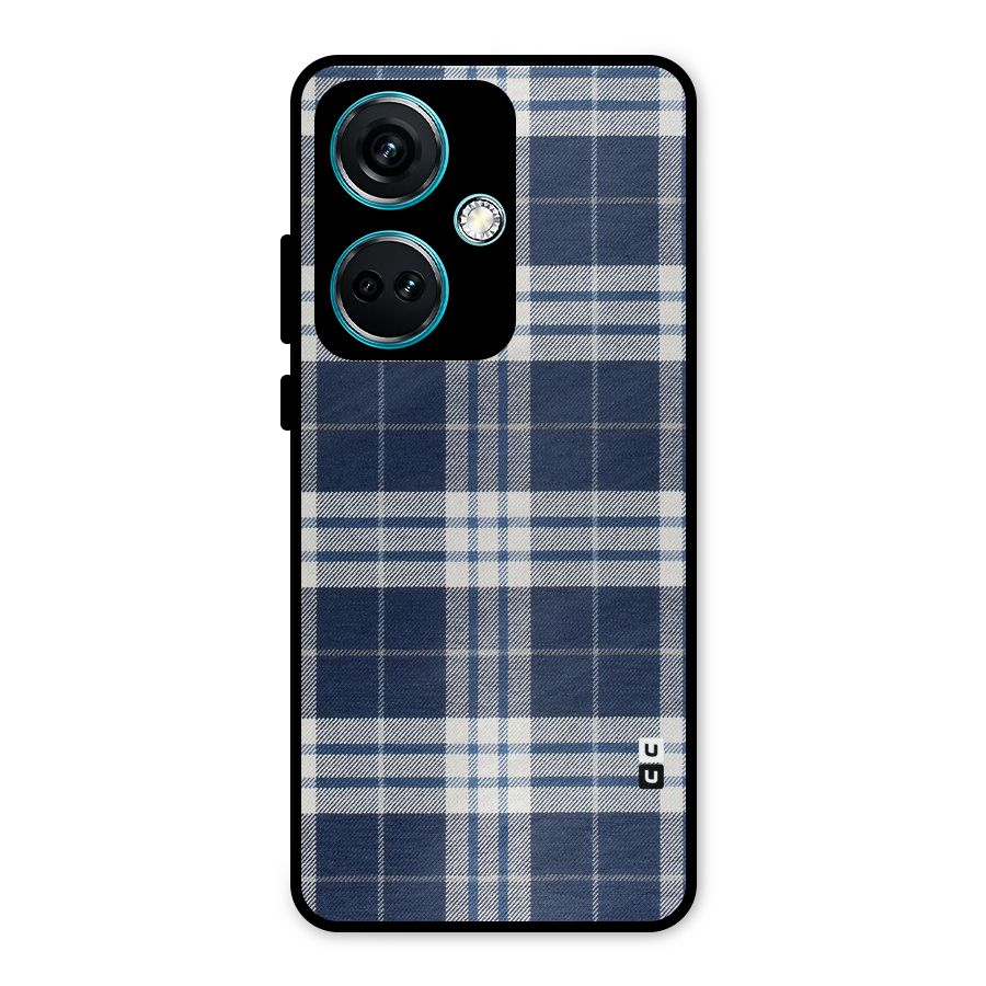 Blue White Check Metal Back Case for OnePlus Nord CE 3 5G