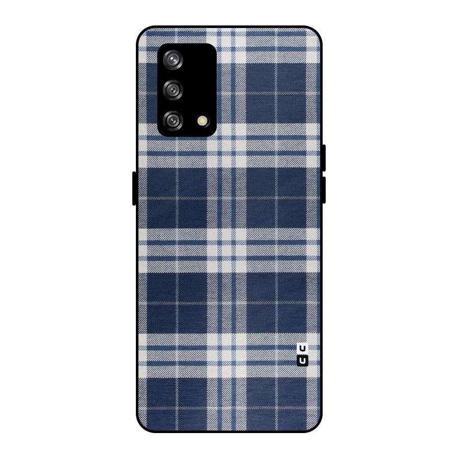 Blue White Check Metal Back Case for Oppo F19