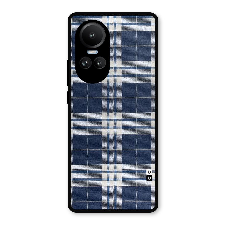 Blue White Check Metal Back Case for Oppo Reno10