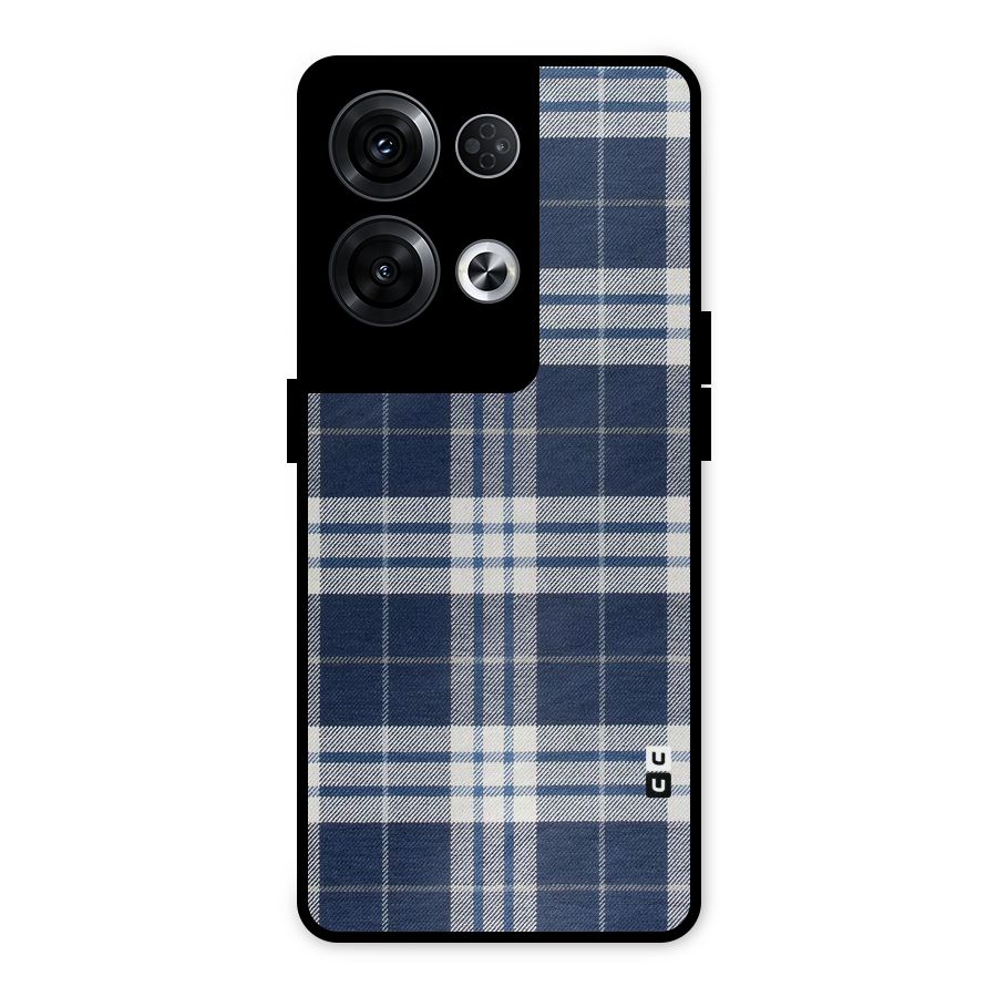 Blue White Check Metal Back Case for Oppo Reno8 Pro 5G