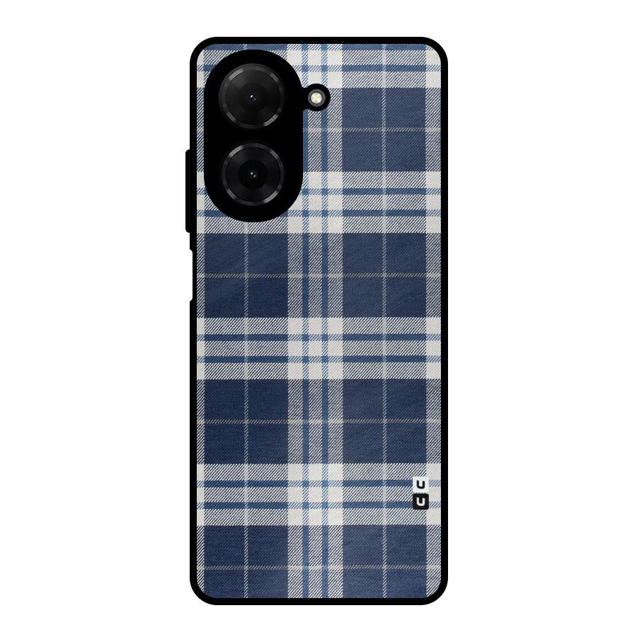 Blue White Check Metal Back Case for Poco C71