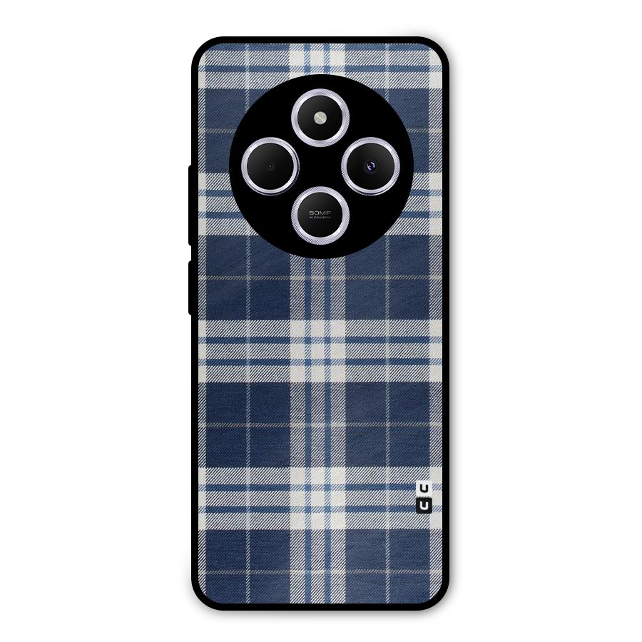 Blue White Check Metal Back Case for Poco C75 5G