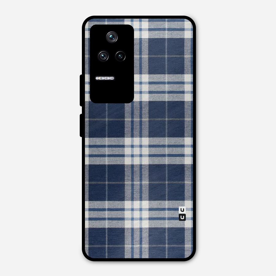 Blue White Check Metal Back Case for Poco F4 5G