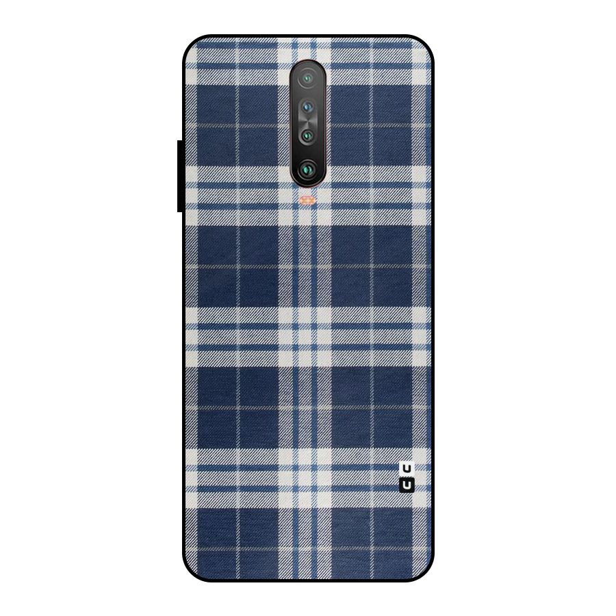 Blue White Check Metal Back Case for Poco X2