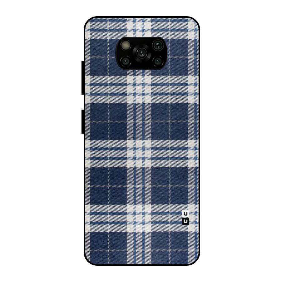 Blue White Check Metal Back Case for Poco X3