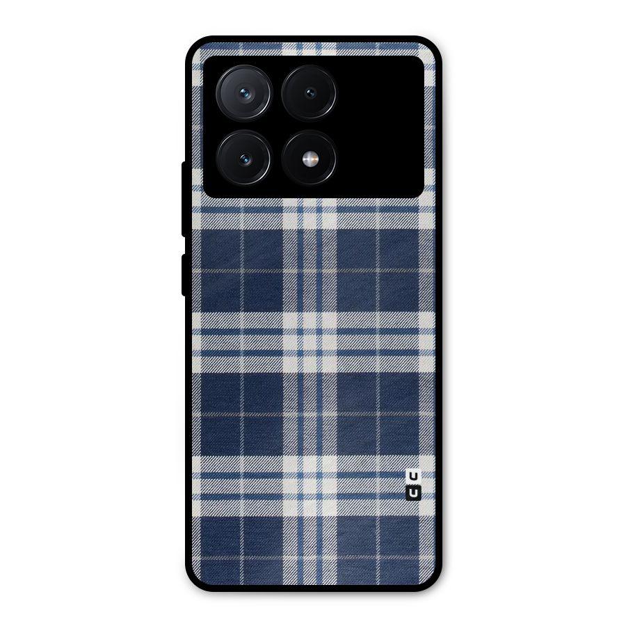 Blue White Check Metal Back Case for Poco X6 Pro