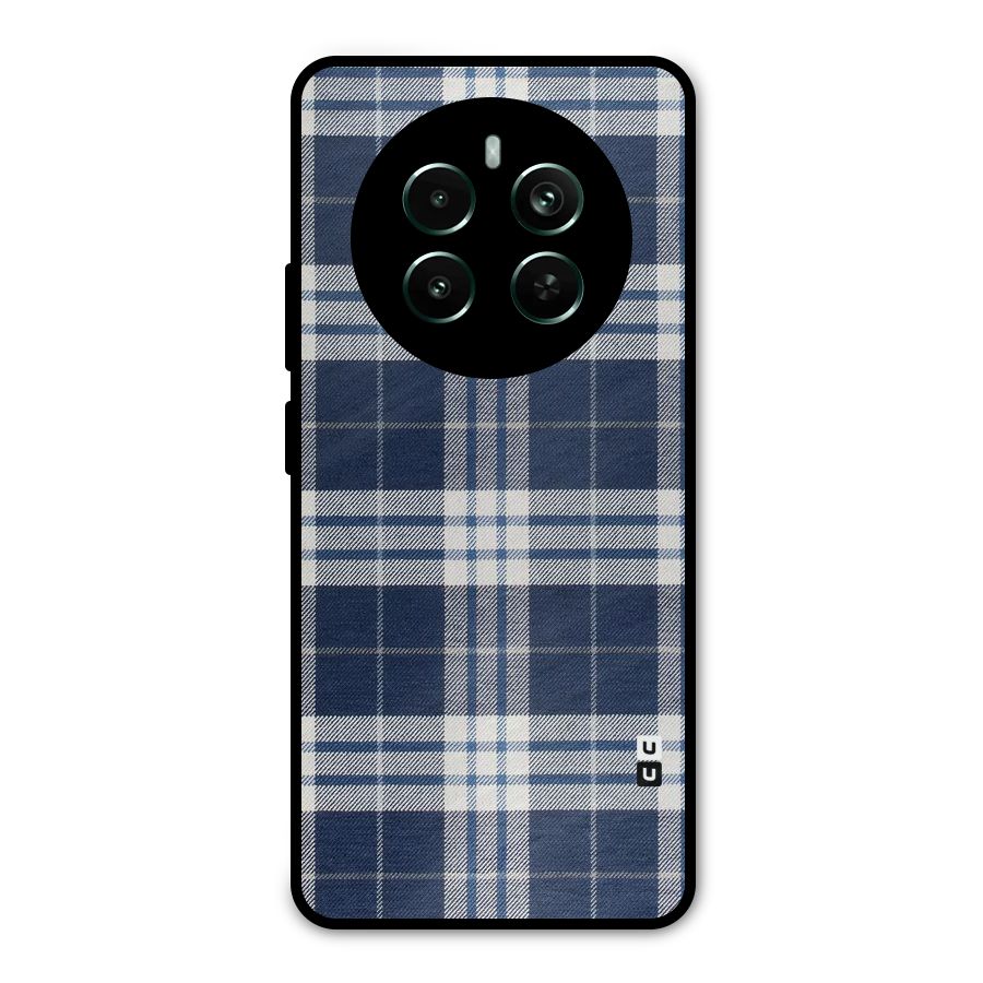 Blue White Check Metal Back Case for Realme 12 Pro Plus