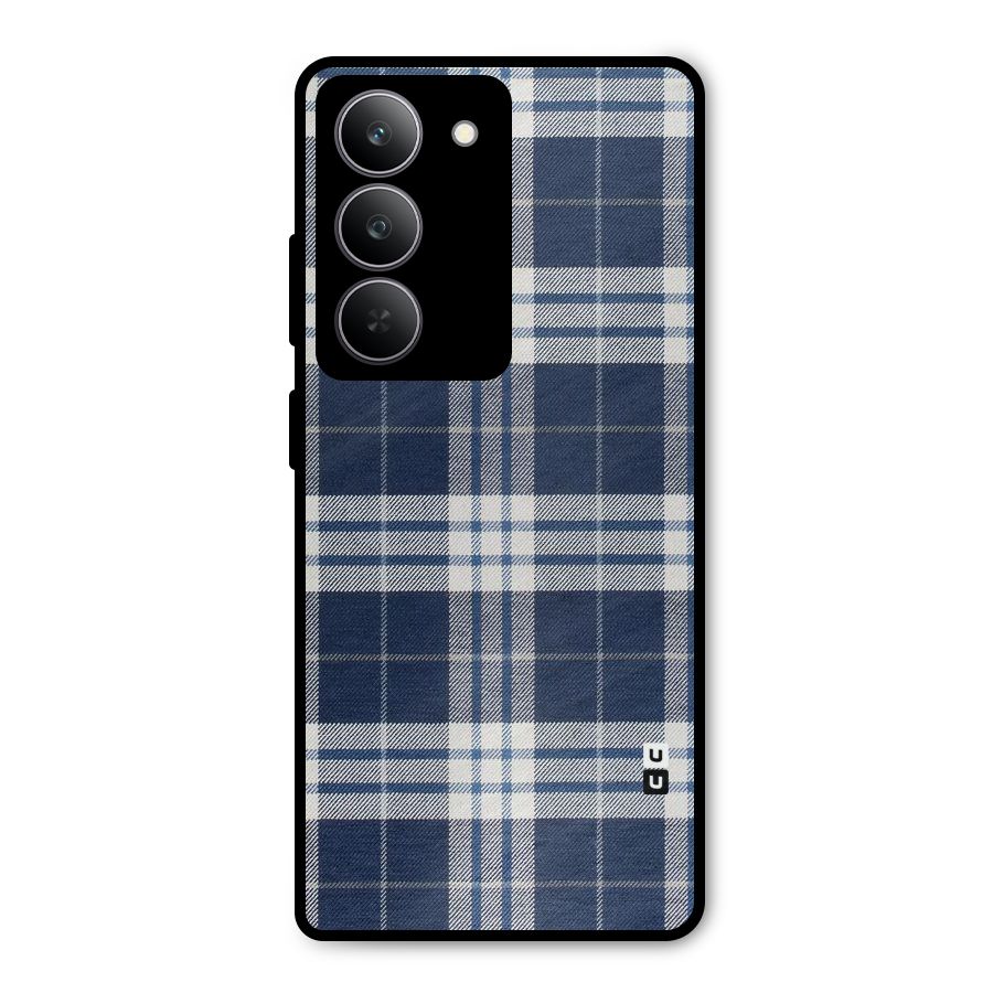 Blue White Check Metal Back Case for Realme 14x