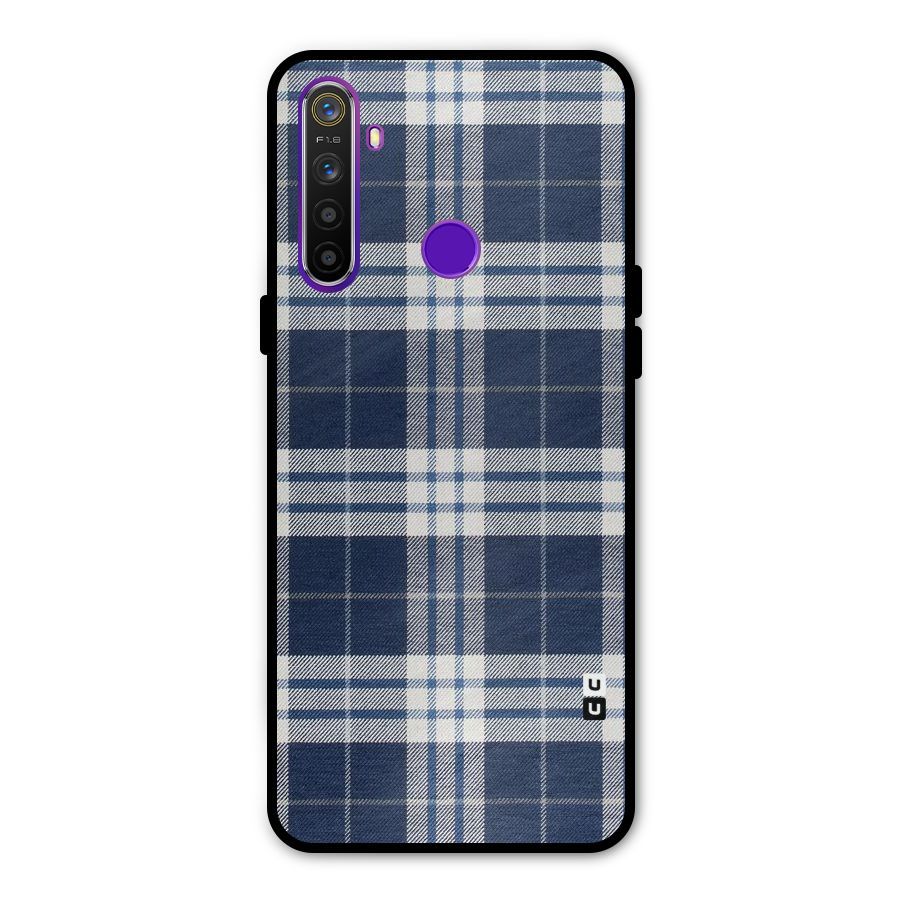 Blue White Check Metal Back Case for Realme 5