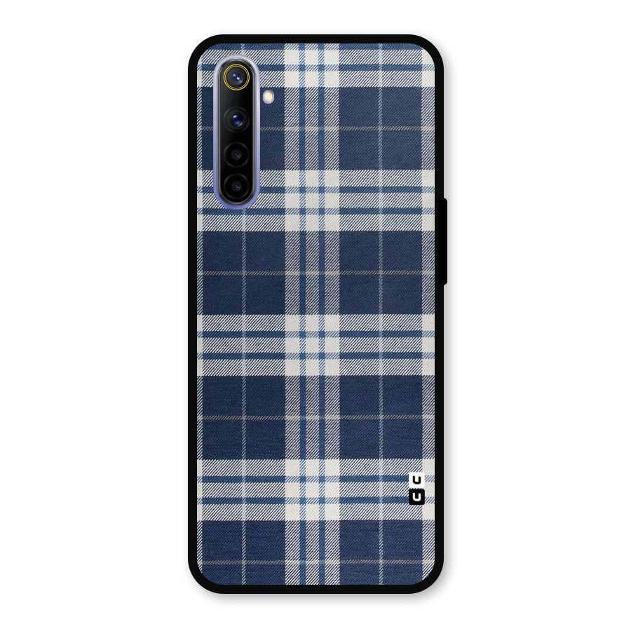 Blue White Check Metal Back Case for Realme 6